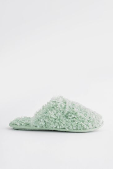 Buy Sage Green Recycled Faux Fur Cosy Mule Slippers from Next Poland