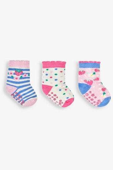 JoJo Maman Bébé Pink 3-Pack Fruit Socks