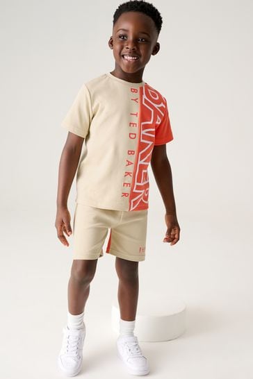 Baker by Ted Baker Orange Colourblock T-Shirt And Shorts Set