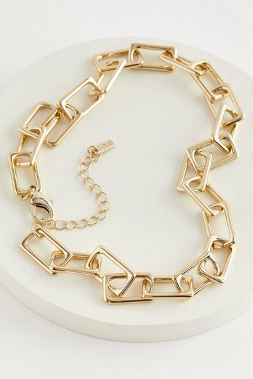 Chunky link gold necklace deals