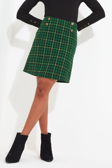 Miss selfridge a-line mini hot sale skirt in green check