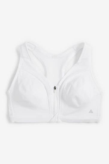 Zip front sports bra high impact hot sale