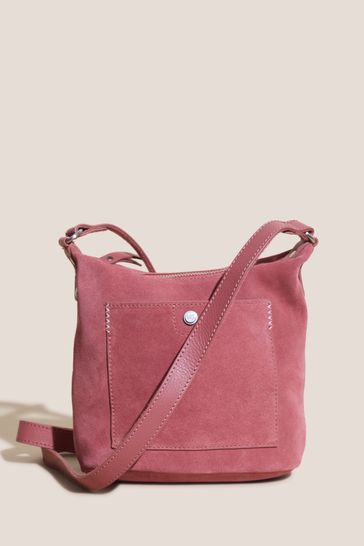 Pink suede crossbody discount bag