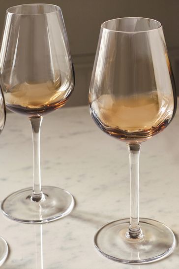 Buy Set of 4 Natural Smoked Kya Tapered Wine Glasses from Next Luxembourg
