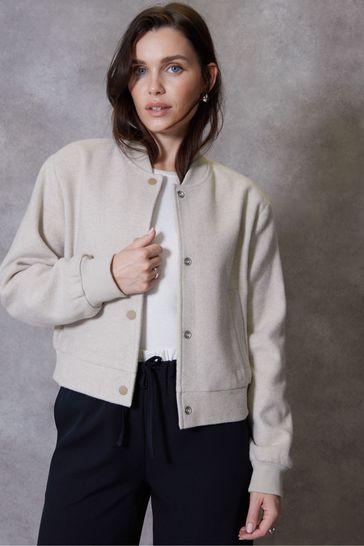 Threadbare White Cropped Bomber Jacket