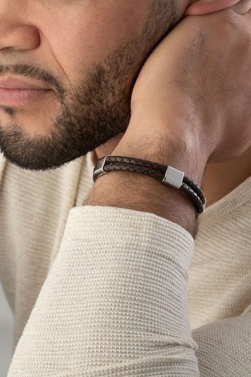 Buy Beaverbrooks Mens Leather Bracelet from the Next UK online shop