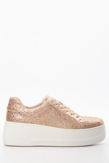 Dune London Pink Tone Episode Leather Platform Trainers