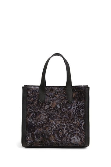 Pavers Black Floral Tote Bag