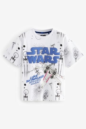 White Ground Licensed Star Wars 100 Cotton T Shirt 3 16yrs