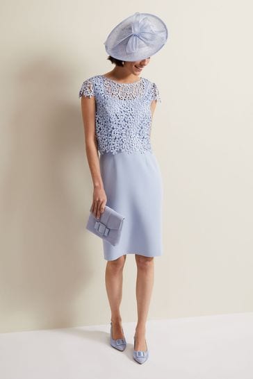 Phase Eight Blue Daisy Lace Double Layer Dress