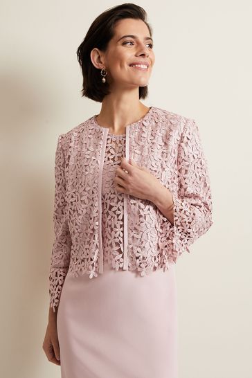Phase Eight Pink Daisy Lace Jacket