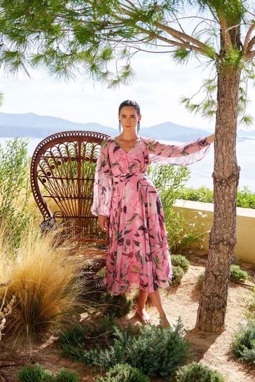 Buy Phase Eight Pink Petite Lina Printed Midi Dress from Next Kuwait
