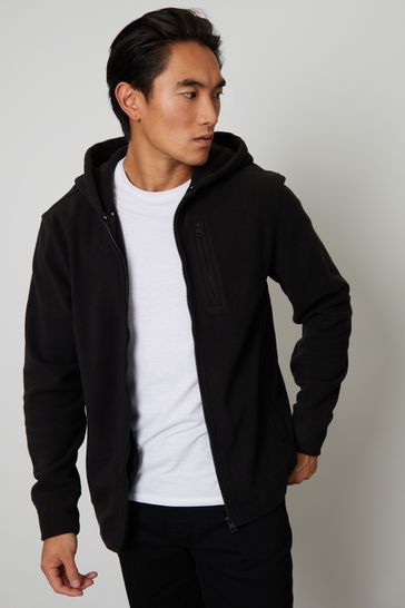 Threadbare Black Micro Fleece Zip Through Jacket