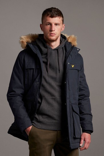 Lyle & Scott Navy Blue Winter Weight Fleece Lined Parka