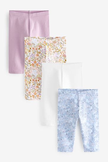 Pink/Blue/Pretty Ditsy Floral Print Cropped Leggings 4 Pack (3-16yrs)
