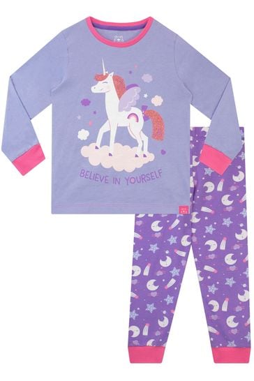 Harry Bear Pink Believe In Yourself Unicorn Slogan Pyjamas