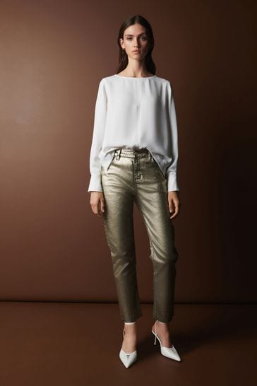 Coated straight leg jeans on sale