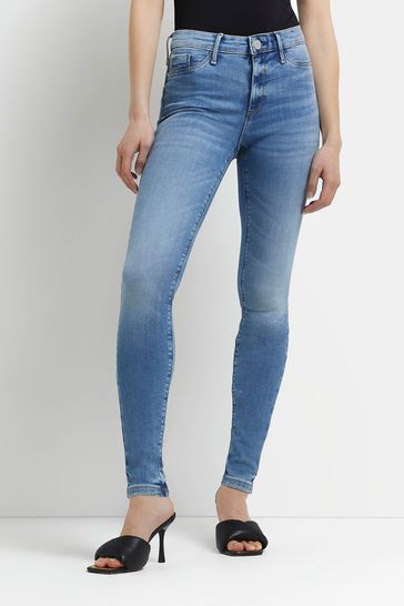 River Island Blue Molly Mid Rise Skinny Jean