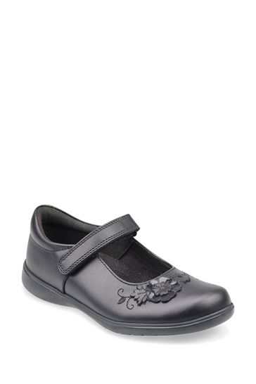 Start Rite Wish Rip Tape Black Leather Pretty School Shoes F G Fit
