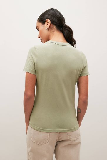 Buy Sage Green Essential 100% Pure Cotton Short Sleeve Crew Neck T-Shirt  from Next USA