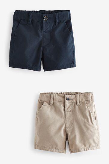 Navy/Stone Chino Shorts 2 Pack (3mths-7yrs)