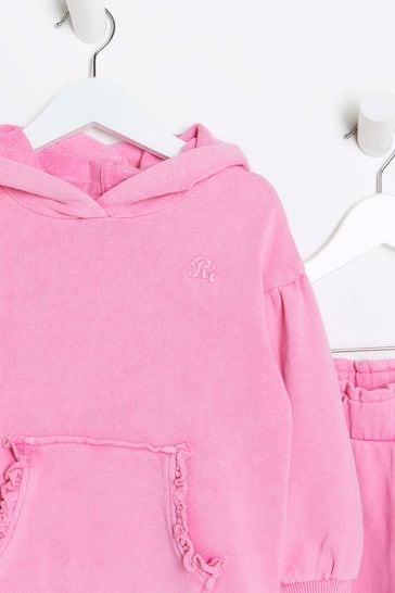 Buy River Island Pink Girls Washed Hoodie Set from Next Saudi Arabia