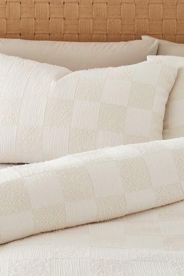 Catherine Lansfield Cream Checkerboard Textured Cosy and Warm Duvet Cover Set