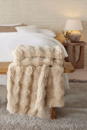 Buy Mink Brown Aspen Faux Fur Throw from Next Turkey