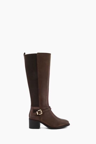 Dune London Tildy Strap Detail High Leg Long Boots