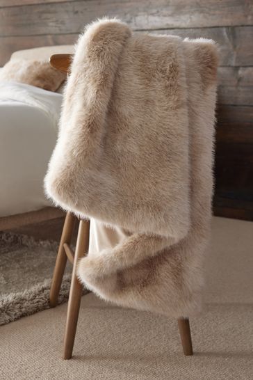 Buy Mink Brown Loulou Faux Fur Throw from Next Denmark