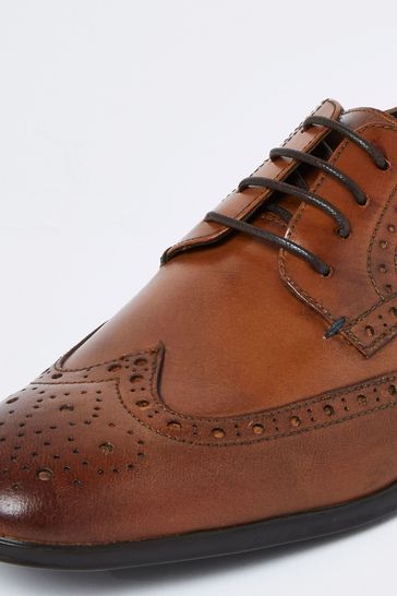 River Island Brown Lace Up Leather Brogue Derby Shoes