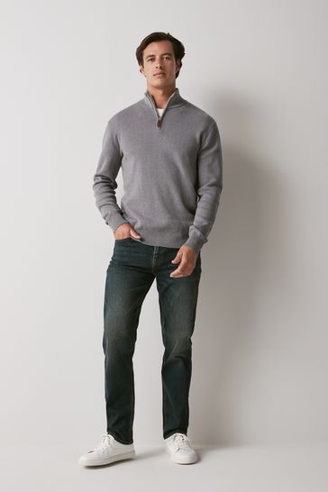 Grey zip shop neck jumper