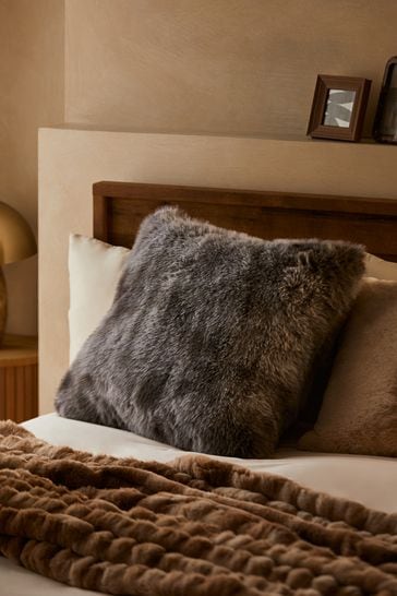 Buy Charcoal Grey Josephine Faux Fur Cushion from Next Netherlands