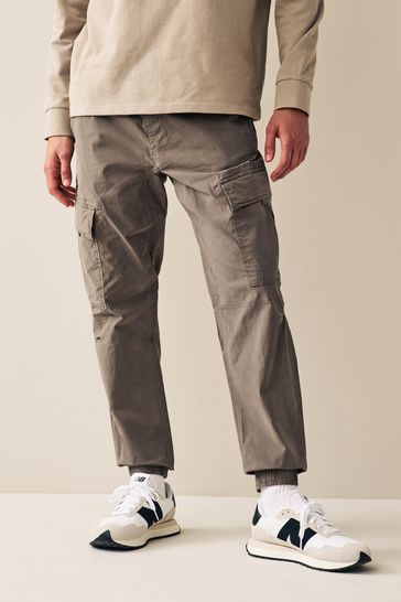 Mushroom Brown Regular Tapered Stretch Utility Cargo Trousers