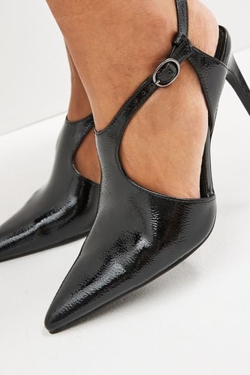 Buy Black Forever Comfort Point Toe Cut Out Heel Shoes from Next