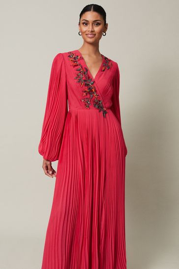 Buy Phase Eight Pink Lillian Pleated Wrap Maxi Dress from Next