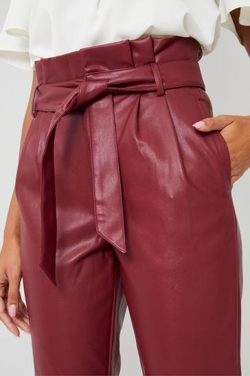Red faux leather trousers sale