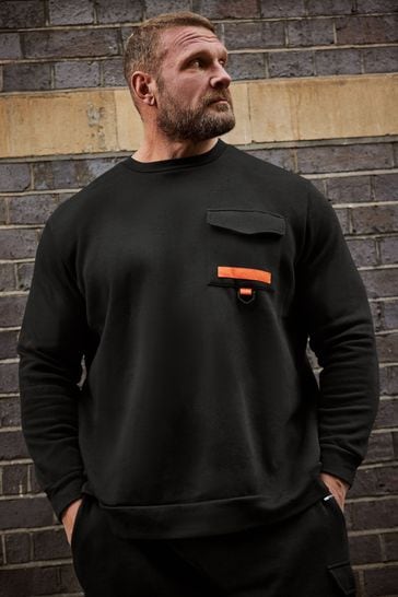 BadRhino Big & Tall Black Crew Neck Sweatshirt With Pocket