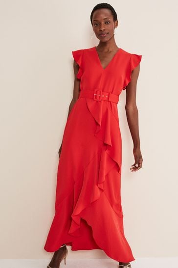 Buy Phase Eight Red Phoebe Frill Maxi Dress from Next Ireland