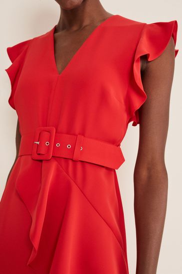 Phase Eight Red Phoebe Frill Maxi Dress