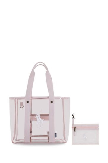 Buy Polo Ralph Lauren Pink Pony Logo PU Tote Bag With Pouch from Next Ukraine