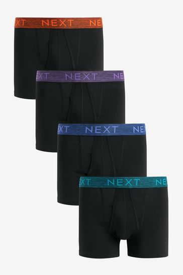 Buy Black Rich Marl Waistband 4 pack A Front Boxers from Next Croatia