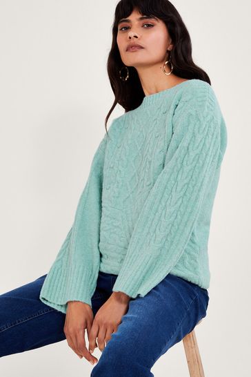 Monsoon Green Satu Stitch Jumper