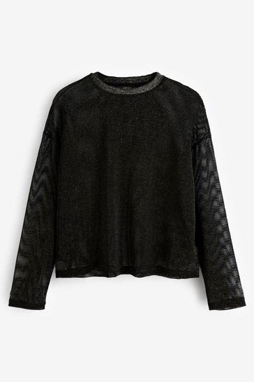 Black sparkly top long sleeve on sale