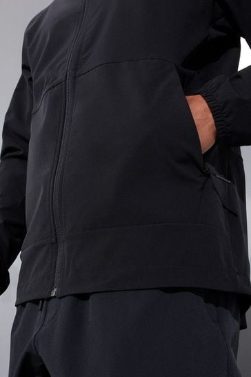 Black zip online up running jacket
