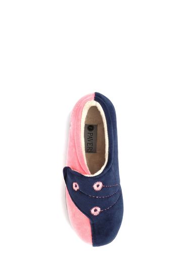 Pavers Ladies Touch Fasten Full Slippers With Permalose Sole