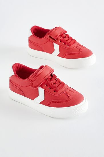 Zapatillas rojas de deporte con diseño de chevrón y cierre de velcro de horma estándar (F)