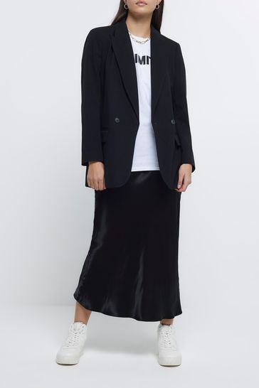 River Island Black Easy Bias Satin Maxi Skirt