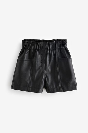Buy Black Black PU Shorts 3 16yrs from Next Ireland