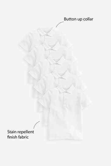 Buy White 5 Pack Cotton School Polo Shirts 3 16yrs from Next